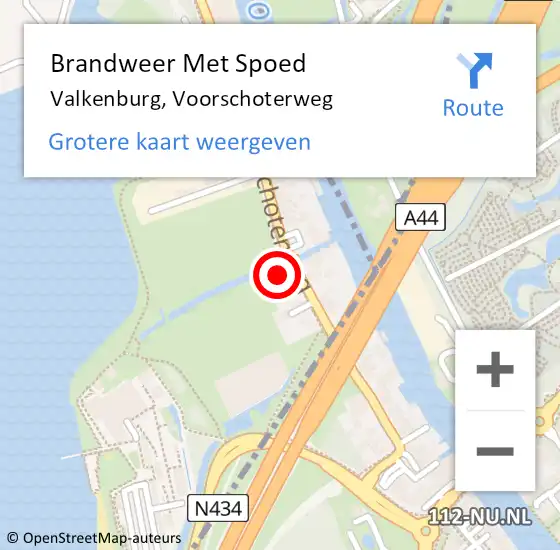 Locatie op kaart van de 112 melding: Brandweer Met Spoed Naar Valkenburg, Voorschoterweg op 31 juli 2015 09:14