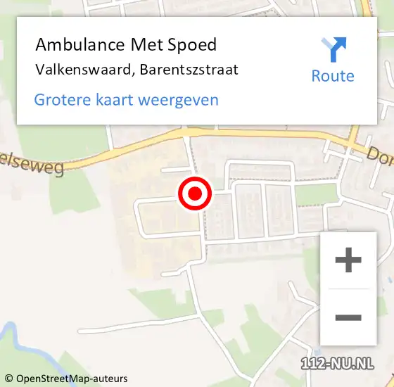 Locatie op kaart van de 112 melding: Ambulance Met Spoed Naar Valkenswaard, Barentszstraat op 31 juli 2015 09:36