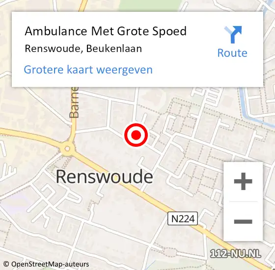 Locatie op kaart van de 112 melding: Ambulance Met Grote Spoed Naar Renswoude, Beukenlaan op 31 juli 2015 09:37