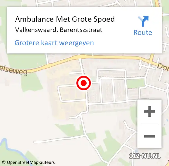 Locatie op kaart van de 112 melding: Ambulance Met Grote Spoed Naar Valkenswaard, Barentszstraat op 31 juli 2015 09:39