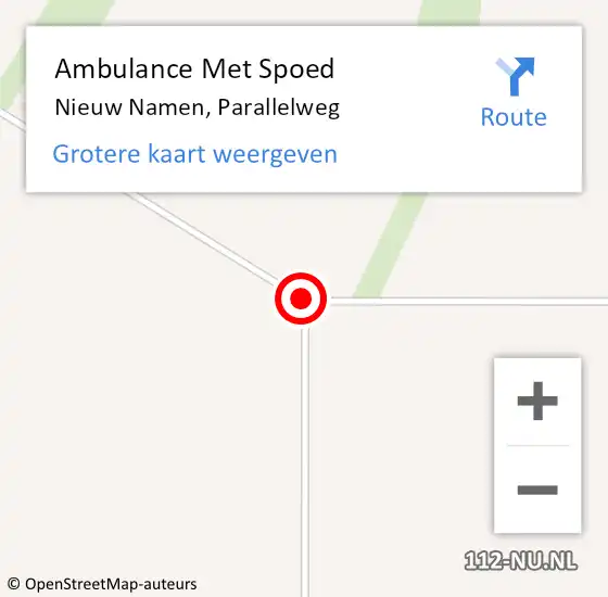 Locatie op kaart van de 112 melding: Ambulance Met Spoed Naar Nieuw Namen, Parallelweg op 31 juli 2015 09:51