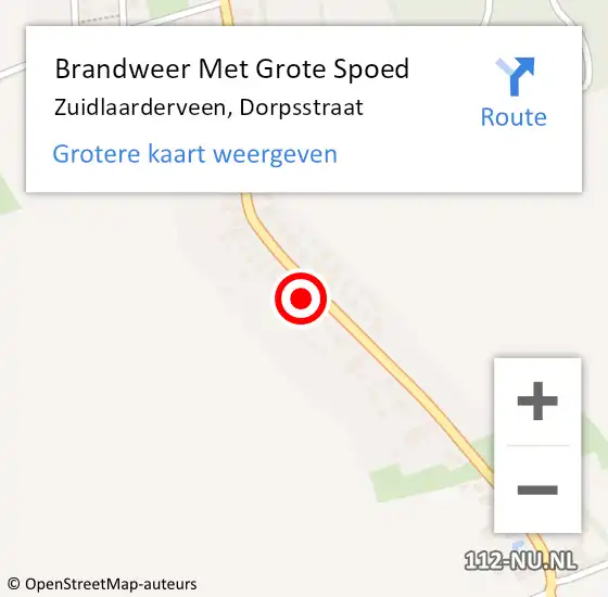 Locatie op kaart van de 112 melding: Brandweer Met Grote Spoed Naar Zuidlaarderveen, Dorpsstraat op 31 juli 2015 10:31