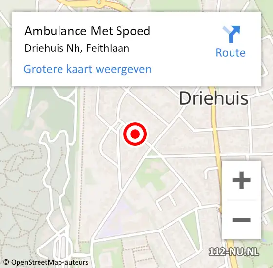 Locatie op kaart van de 112 melding: Ambulance Met Spoed Naar Driehuis Nh, Feithlaan op 31 juli 2015 10:39