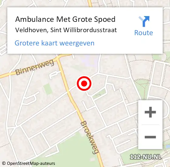 Locatie op kaart van de 112 melding: Ambulance Met Grote Spoed Naar Veldhoven, Sint Willibrordusstraat op 31 juli 2015 11:10