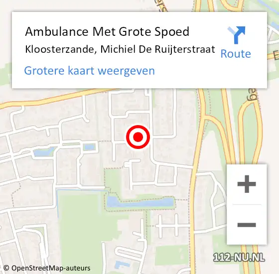 Locatie op kaart van de 112 melding: Ambulance Met Grote Spoed Naar Kloosterzande, Michiel De Ruijterstraat op 31 juli 2015 11:14