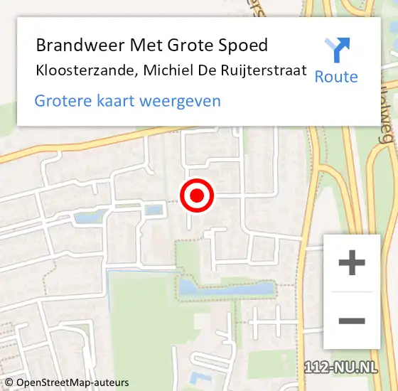 Locatie op kaart van de 112 melding: Brandweer Met Grote Spoed Naar Kloosterzande, Michiel De Ruijterstraat op 31 juli 2015 11:21