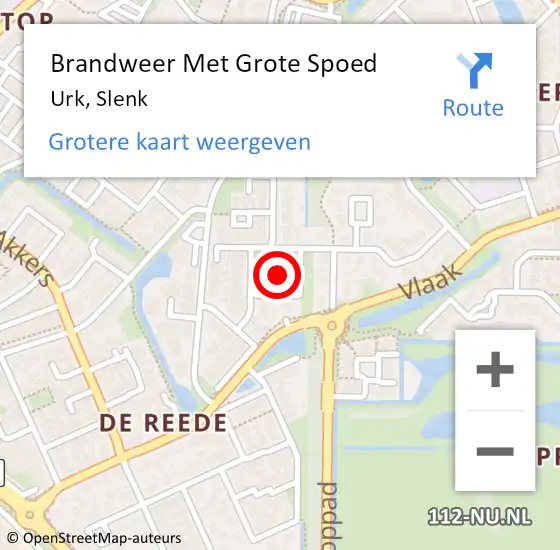 Locatie op kaart van de 112 melding: Brandweer Met Grote Spoed Naar Urk, Slenk op 31 juli 2015 11:49