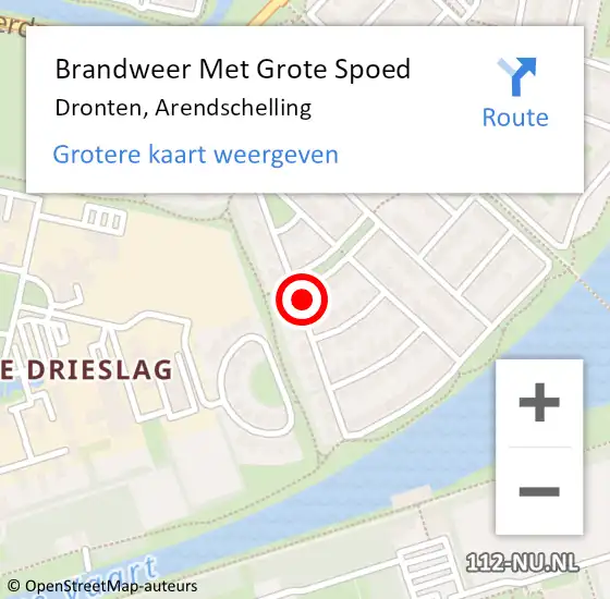 Locatie op kaart van de 112 melding: Brandweer Met Grote Spoed Naar Dronten, Arendschelling op 31 juli 2015 12:00