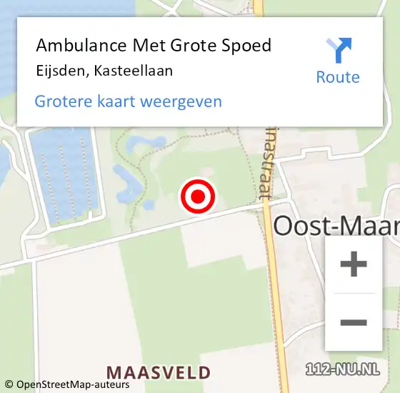 Locatie op kaart van de 112 melding: Ambulance Met Grote Spoed Naar Eijsden, Kasteellaan op 31 juli 2015 12:28