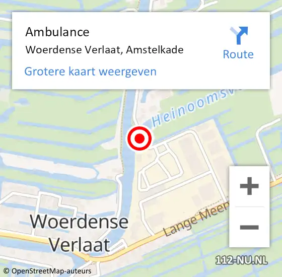 Locatie op kaart van de 112 melding: Ambulance Woerdense Verlaat, Amstelkade op 31 juli 2015 12:55