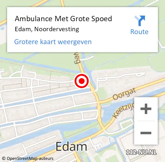 Locatie op kaart van de 112 melding: Ambulance Met Grote Spoed Naar Edam, Noordervesting op 31 juli 2015 13:03