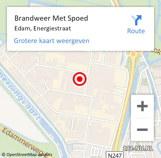 Locatie op kaart van de 112 melding: Brandweer Met Spoed Naar Edam, Energiestraat op 31 juli 2015 14:02