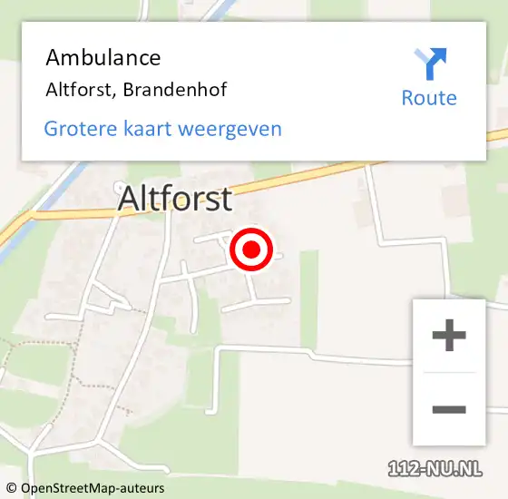 Locatie op kaart van de 112 melding: Ambulance Altforst, Brandenhof op 31 juli 2015 14:04