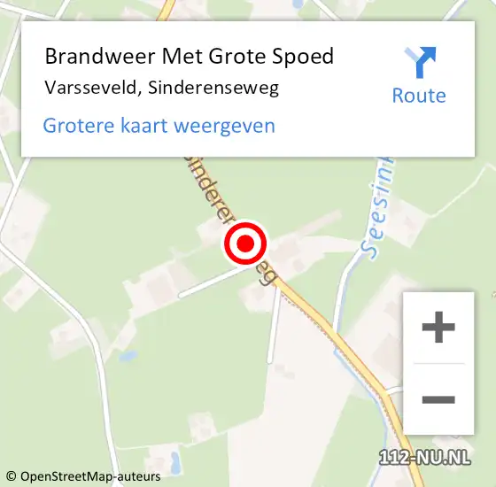 Locatie op kaart van de 112 melding: Brandweer Met Grote Spoed Naar Varsseveld, Sinderenseweg op 31 juli 2015 14:57