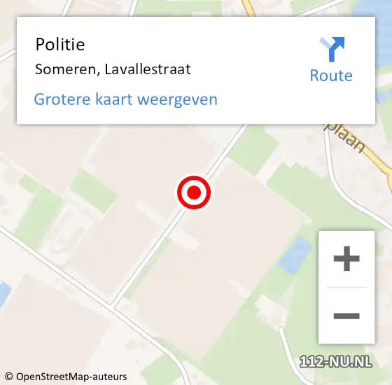 Locatie op kaart van de 112 melding: Politie Someren, Lavallestraat op 15 november 2013 19:53