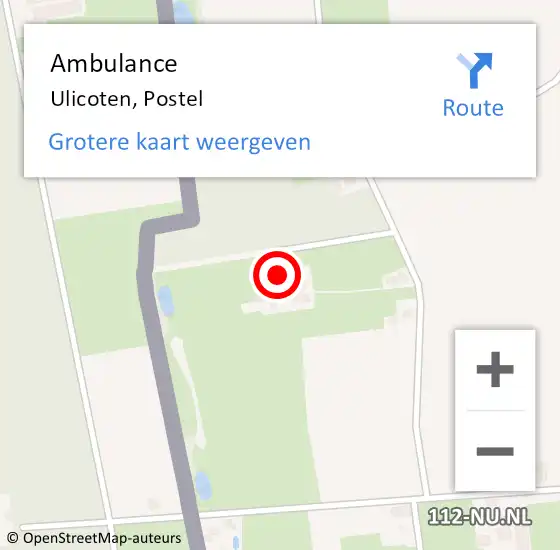 Locatie op kaart van de 112 melding: Ambulance Ulicoten, Postel op 31 juli 2015 15:05