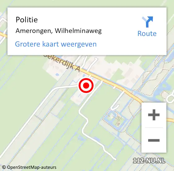 Locatie op kaart van de 112 melding: Politie Amerongen, Wilhelminaweg op 31 juli 2015 15:12