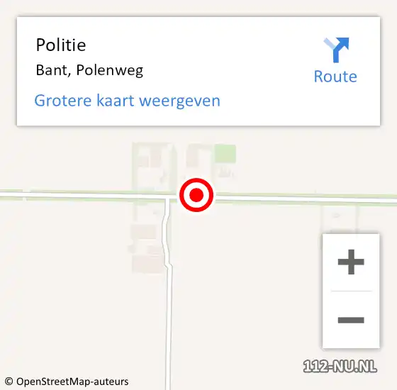 Locatie op kaart van de 112 melding: Politie Bant, Polenweg op 31 juli 2015 15:13