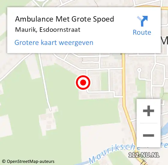 Locatie op kaart van de 112 melding: Ambulance Met Grote Spoed Naar Maurik, Esdoornstraat op 31 juli 2015 15:35