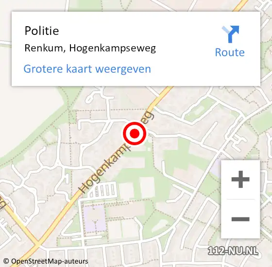 Locatie op kaart van de 112 melding: Politie Renkum, Hogenkampseweg op 31 juli 2015 16:02