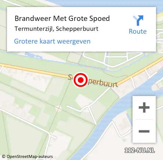 Locatie op kaart van de 112 melding: Brandweer Met Grote Spoed Naar Termunterzijl, Schepperbuurt op 31 juli 2015 16:09