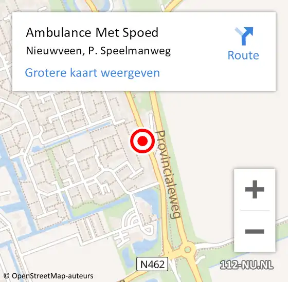 Locatie op kaart van de 112 melding: Ambulance Met Spoed Naar Nieuwveen, P. Speelmanweg op 31 juli 2015 16:51