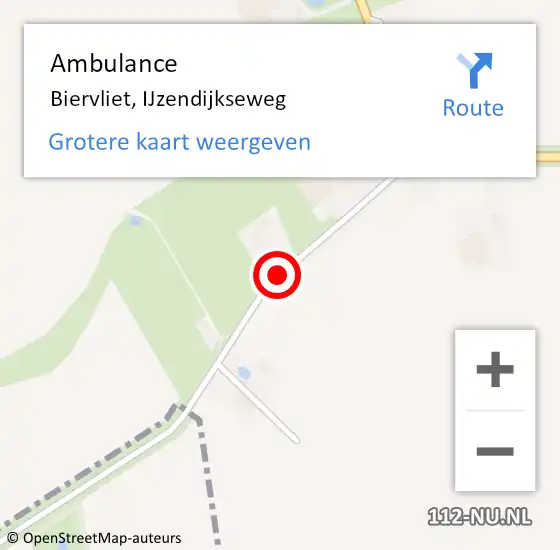 Locatie op kaart van de 112 melding: Ambulance Biervliet, IJzendijkseweg op 31 juli 2015 17:09