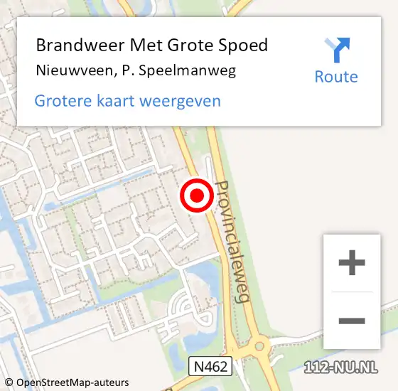 Locatie op kaart van de 112 melding: Brandweer Met Grote Spoed Naar Nieuwveen, P. Speelmanweg op 31 juli 2015 17:14