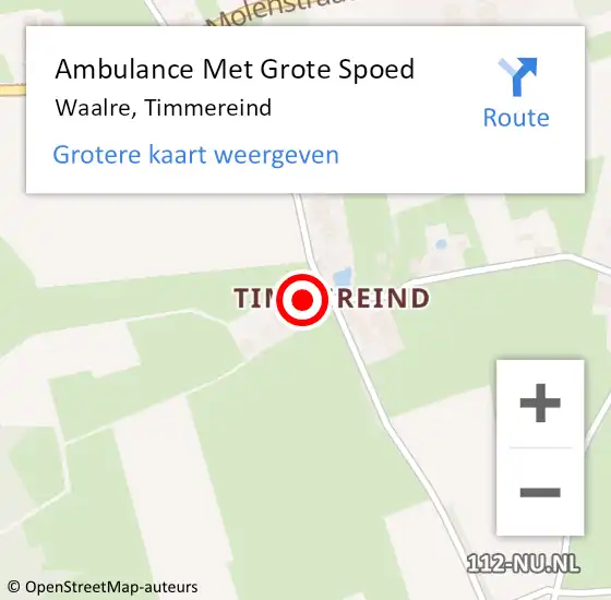 Locatie op kaart van de 112 melding: Ambulance Met Grote Spoed Naar Waalre, Timmereind op 31 juli 2015 18:39