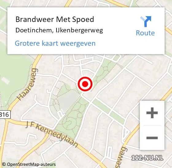 Locatie op kaart van de 112 melding: Brandweer Met Spoed Naar Doetinchem, IJkenbergerweg op 31 juli 2015 19:33