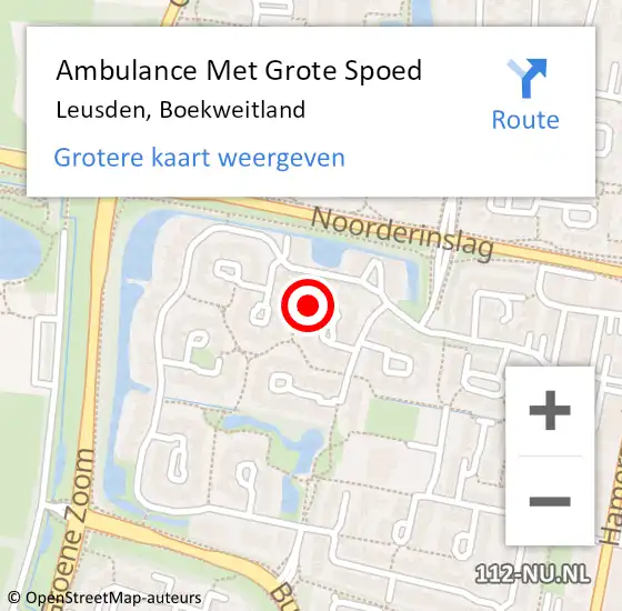 Locatie op kaart van de 112 melding: Ambulance Met Grote Spoed Naar Leusden, Boekweitland op 31 juli 2015 20:21