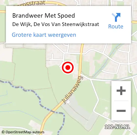Locatie op kaart van de 112 melding: Brandweer Met Spoed Naar De Wijk, De Vos Van Steenwijkstraat op 31 juli 2015 20:55