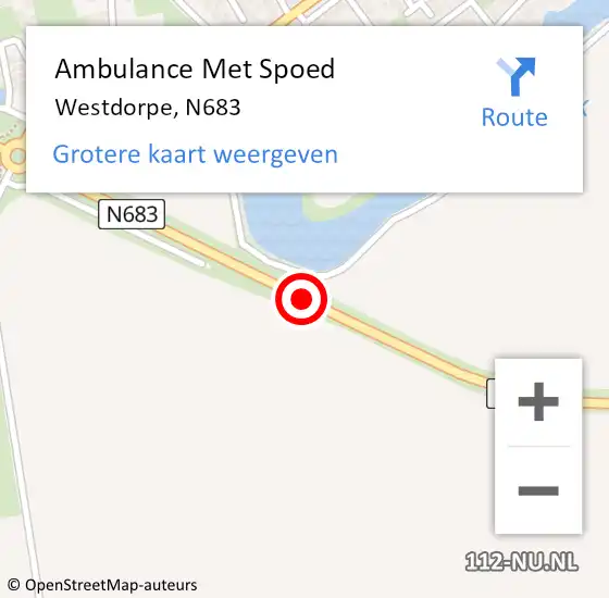 Locatie op kaart van de 112 melding: Ambulance Met Spoed Naar Westdorpe, N683 op 31 juli 2015 21:13