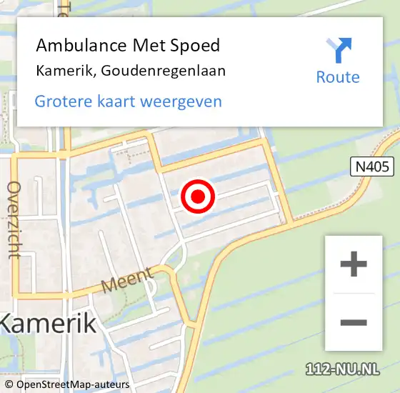 Locatie op kaart van de 112 melding: Ambulance Met Spoed Naar Kamerik, Goudenregenlaan op 31 juli 2015 22:54