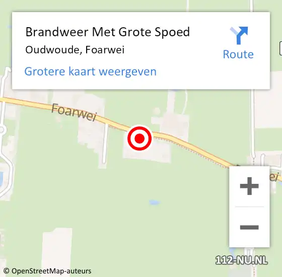 Locatie op kaart van de 112 melding: Brandweer Met Grote Spoed Naar Oudwoude, Foarwei op 31 juli 2015 23:05