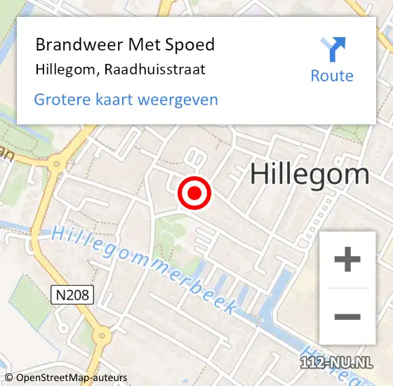 Locatie op kaart van de 112 melding: Brandweer Met Spoed Naar Hillegom, Raadhuisstraat op 31 juli 2015 23:33