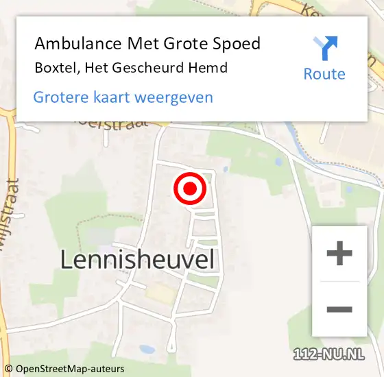 Locatie op kaart van de 112 melding: Ambulance Met Grote Spoed Naar Boxtel, Het Gescheurd Hemd op 1 augustus 2015 00:25