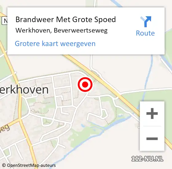 Locatie op kaart van de 112 melding: Brandweer Met Grote Spoed Naar Werkhoven, Beverweertseweg op 1 augustus 2015 01:27