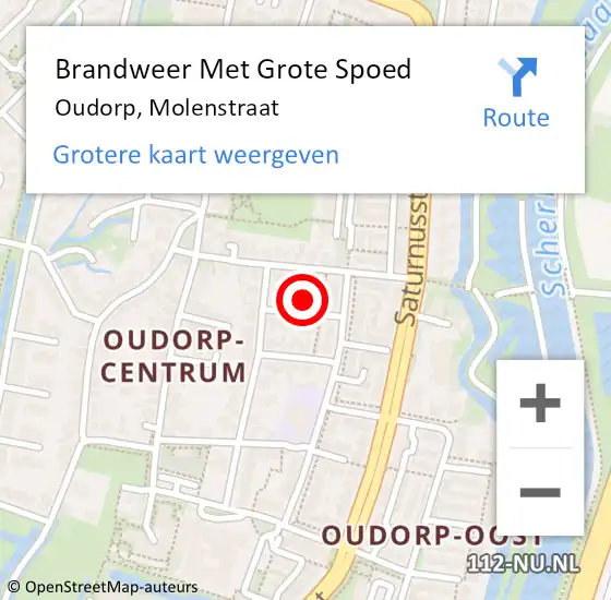 Locatie op kaart van de 112 melding: Brandweer Met Grote Spoed Naar Oudorp, Molenstraat op 1 augustus 2015 01:59