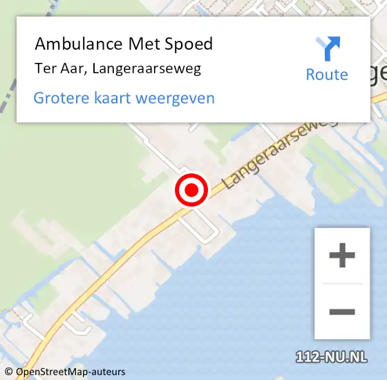 Locatie op kaart van de 112 melding: Ambulance Met Spoed Naar Ter Aar, Langeraarseweg op 15 november 2013 21:03