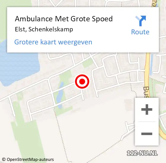 Locatie op kaart van de 112 melding: Ambulance Met Grote Spoed Naar Elst, Schenkelskamp op 1 augustus 2015 07:18