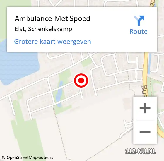 Locatie op kaart van de 112 melding: Ambulance Met Spoed Naar Elst, Schenkelskamp op 1 augustus 2015 08:00