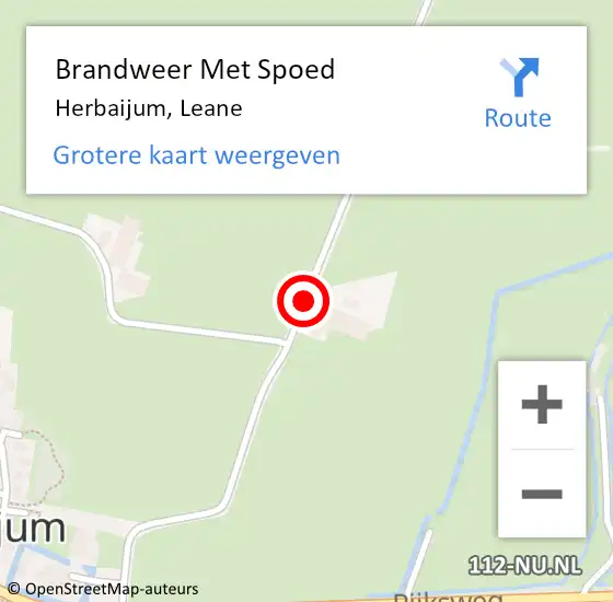 Locatie op kaart van de 112 melding: Brandweer Met Spoed Naar Herbaijum, Leane op 1 augustus 2015 08:23