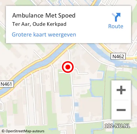 Locatie op kaart van de 112 melding: Ambulance Met Spoed Naar Ter Aar, Oude Kerkpad op 1 augustus 2015 08:48