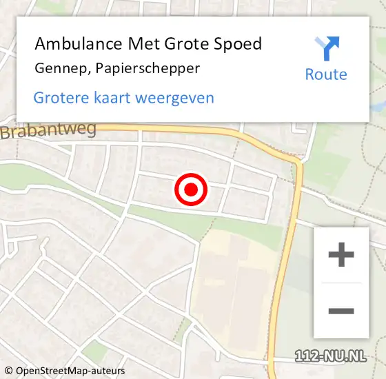 Locatie op kaart van de 112 melding: Ambulance Met Grote Spoed Naar Gennep, Papierschepper op 1 augustus 2015 08:52