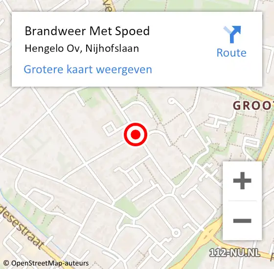 Locatie op kaart van de 112 melding: Brandweer Met Spoed Naar Hengelo Ov, Nijhofslaan op 1 augustus 2015 09:23