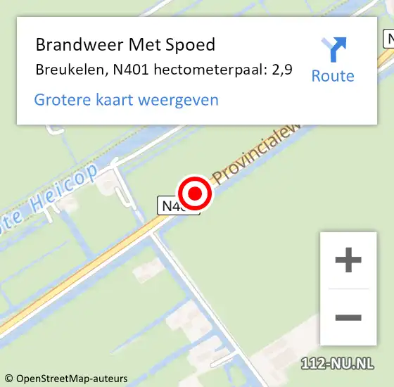 Locatie op kaart van de 112 melding: Brandweer Met Spoed Naar Breukelen, N401 hectometerpaal: 3,3 op 1 augustus 2015 09:24