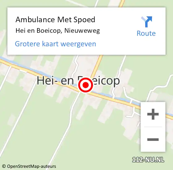 Locatie op kaart van de 112 melding: Ambulance Met Spoed Naar Hei en Boeicop, Nieuweweg op 1 augustus 2015 10:09