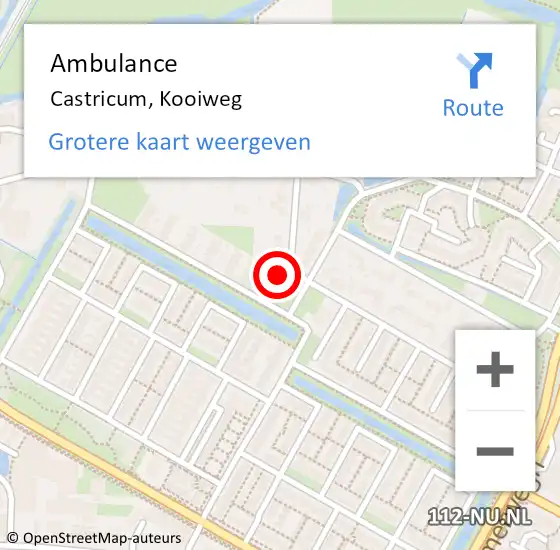 Locatie op kaart van de 112 melding: Ambulance Castricum, Kooiweg op 15 november 2013 21:21