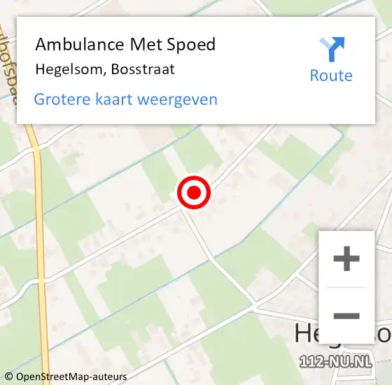 Locatie op kaart van de 112 melding: Ambulance Met Spoed Naar Hegelsom, Bosstraat op 1 augustus 2015 11:31